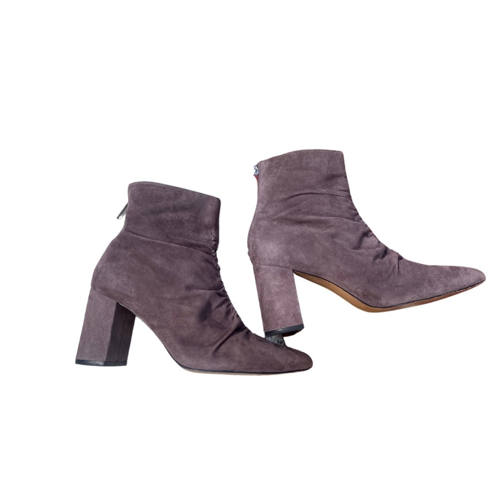 Purple Suede Ruched Booties